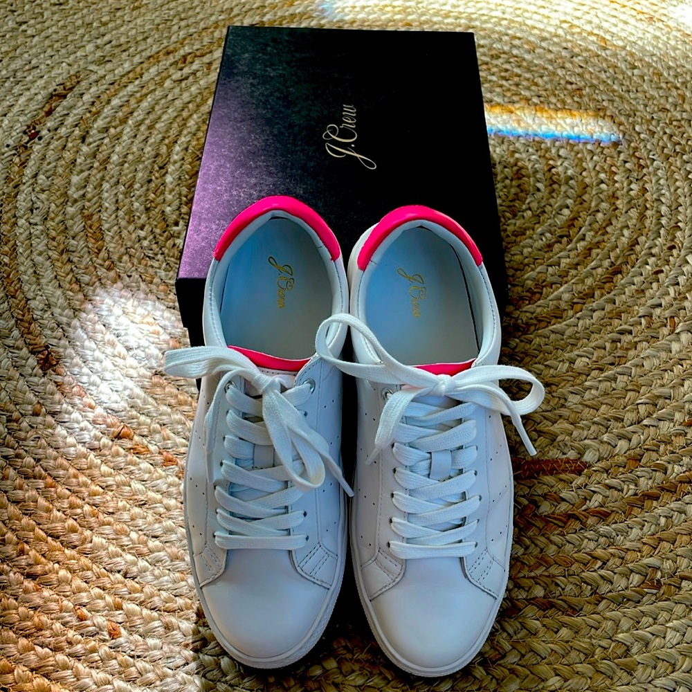 J. Crew leather Saturday sneakers sz 7 Fuchis